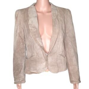 Vintage Winlit Tan Suede Jacket with Puff Sleeves size Small